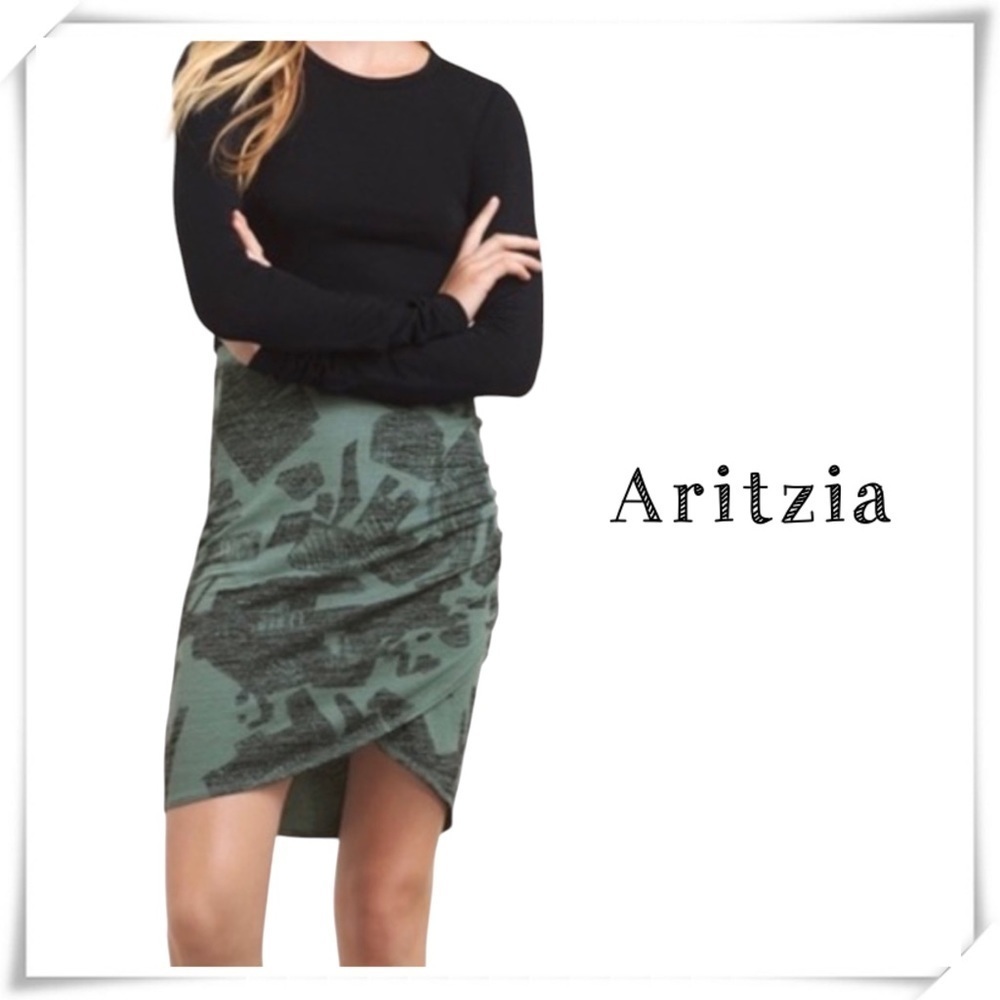ARITZIA Wilfred Free Printed Tights Pencil Skirt In Green